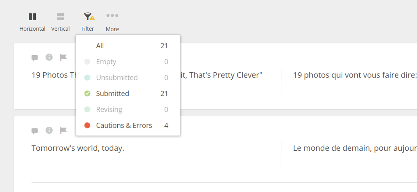 translator workbench job filters